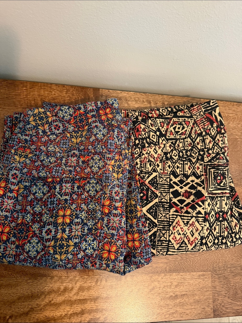 2 Mixed Pattern Leggings Bundle - Floral, Aztec, Leopard & Mosaic Prints